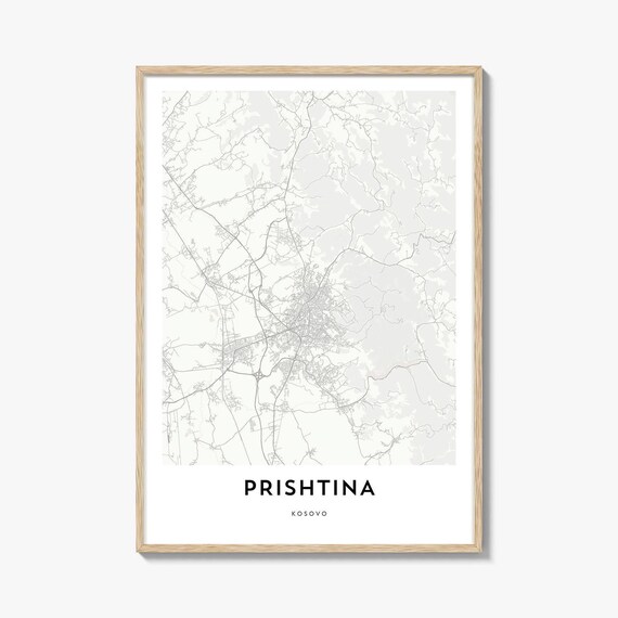 Prishtina Kosovo Minimalist Capital City Street Map Art Print