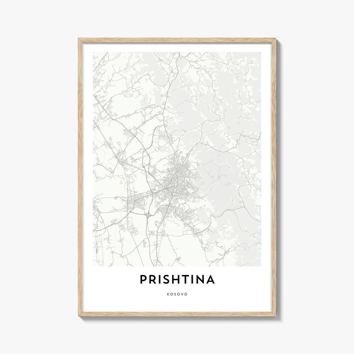 Prishtina Kosovo Minimalist Capital City Street Map Art Print
