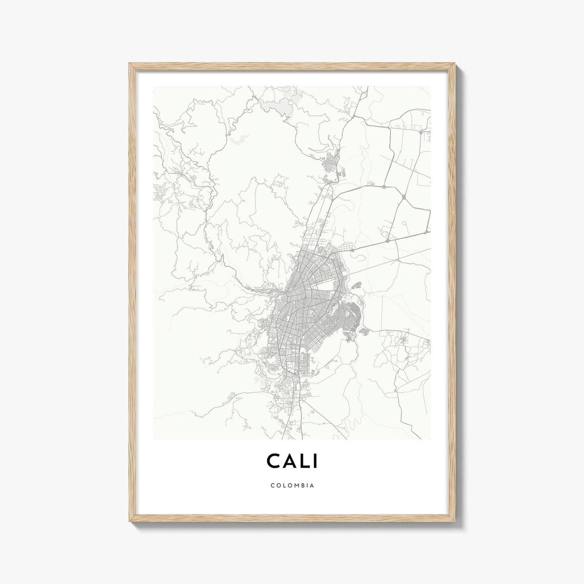 Cali Colombia City Street Map Minimalist Line Art Home Decor Poster