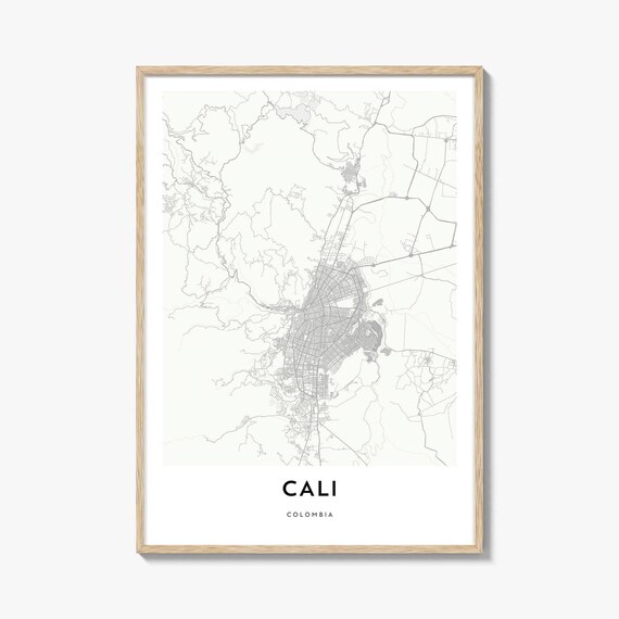 Cali Colombia City Street Map Minimalist Line Art Home Decor Poster