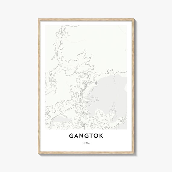 Gangtok India Minimalist Map Himalayan City Light Grey Travel Poster