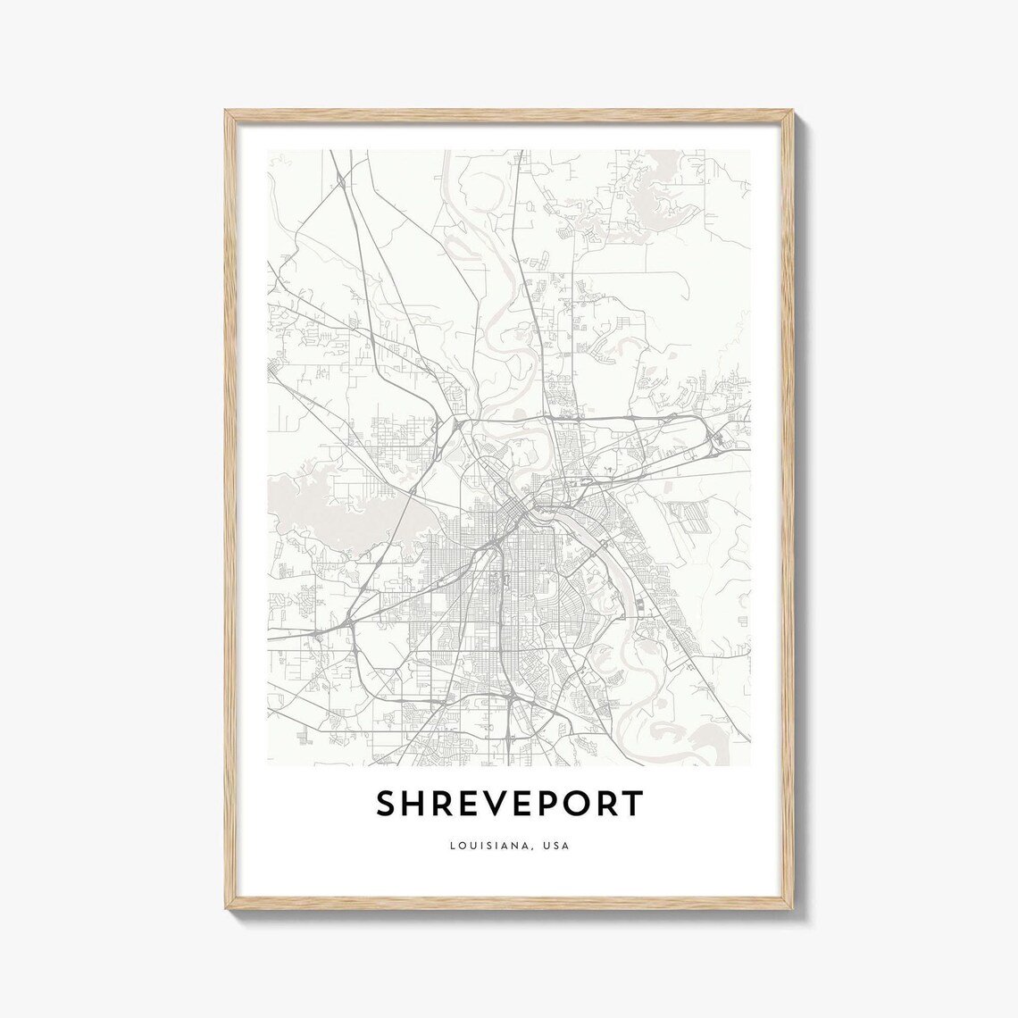 Shreveport Louisiana USA Minimalist City Street Map Art Poster