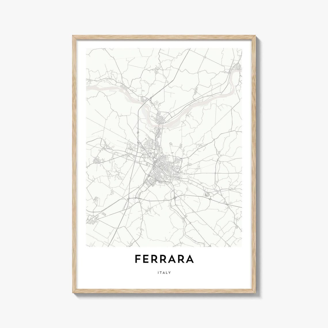 Ferrara Italy Minimalist City Street Map Gray Modern Wall Poster