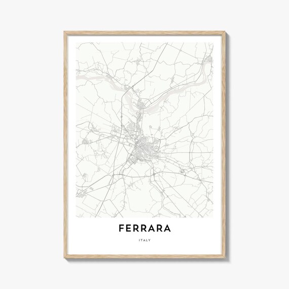 Ferrara Italy Minimalist City Street Map Gray Modern Wall Poster