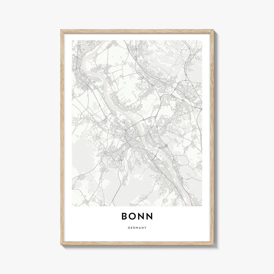 Bonn Germany Minimalist City Street Map Art Poster for Home Decor
