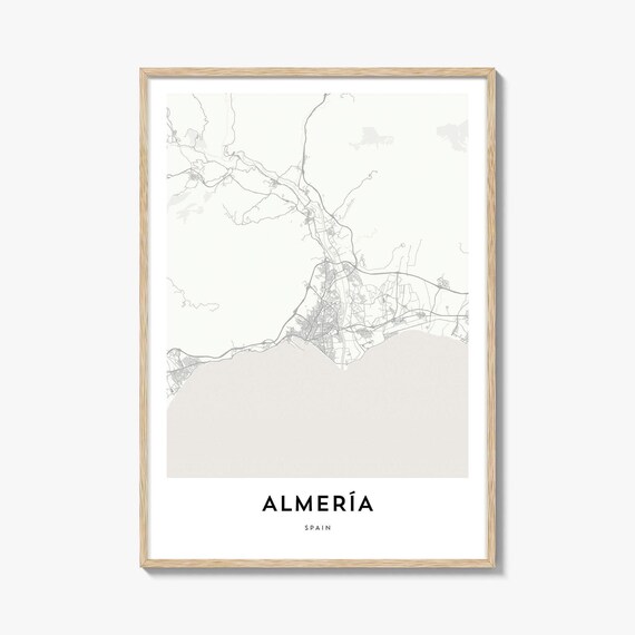 Almería Spain Minimalist City Street Map Modern Black White Poster