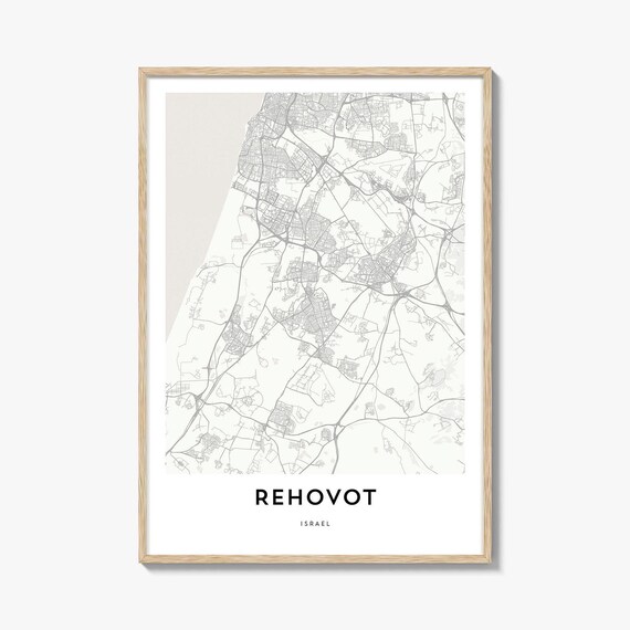 Rehovot Israel Tel Aviv District Minimalist Line Art City Map Poster