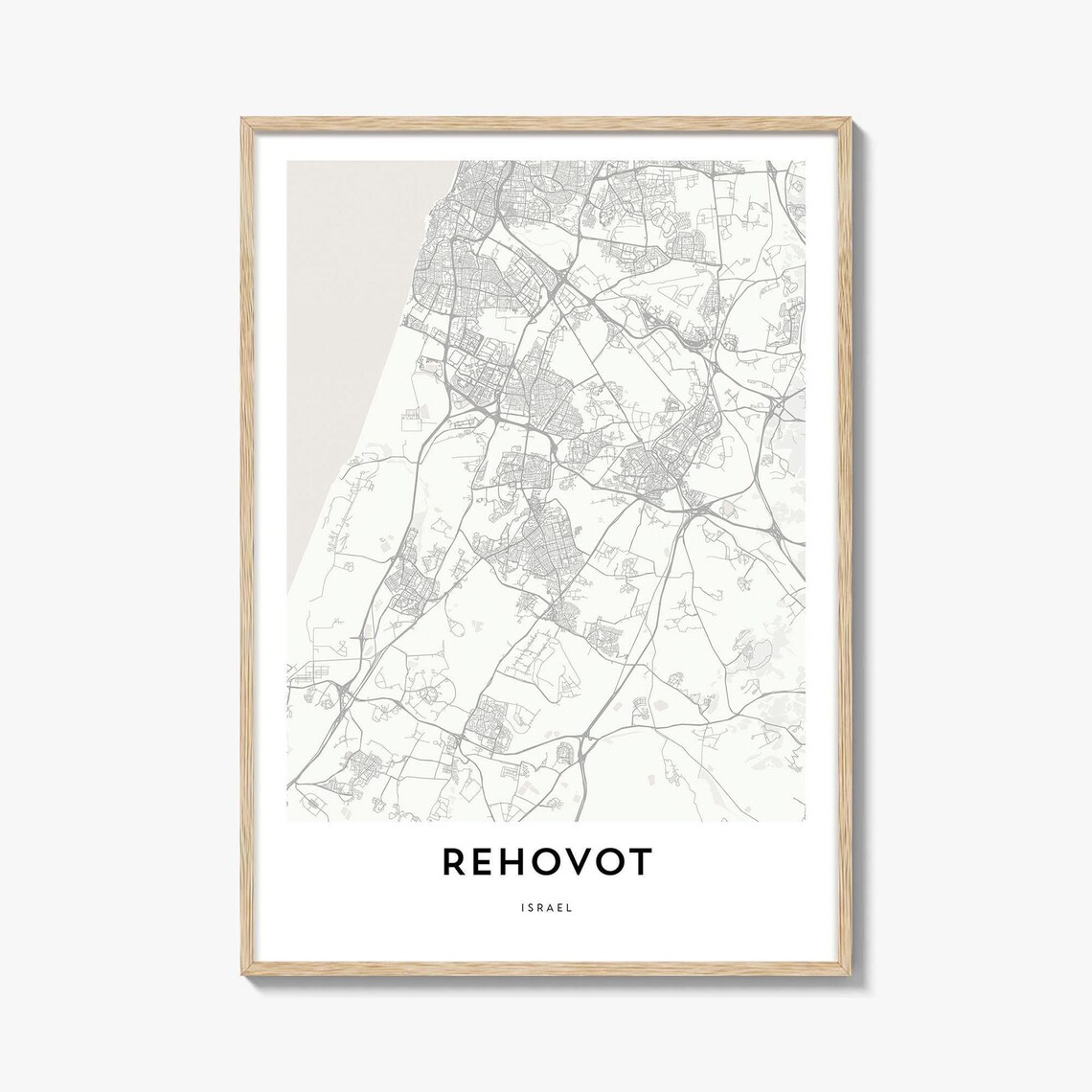 Rehovot Israel Tel Aviv District Minimalist Line Art City Map Poster