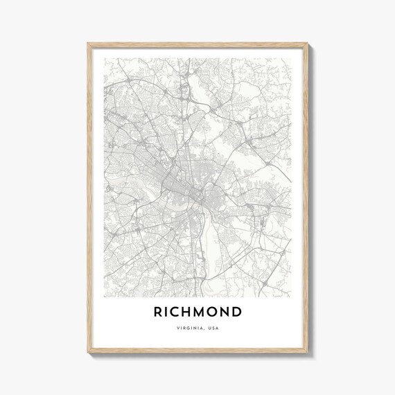 Richmond Virginia USA Modern Minimalist White City Map Art Print