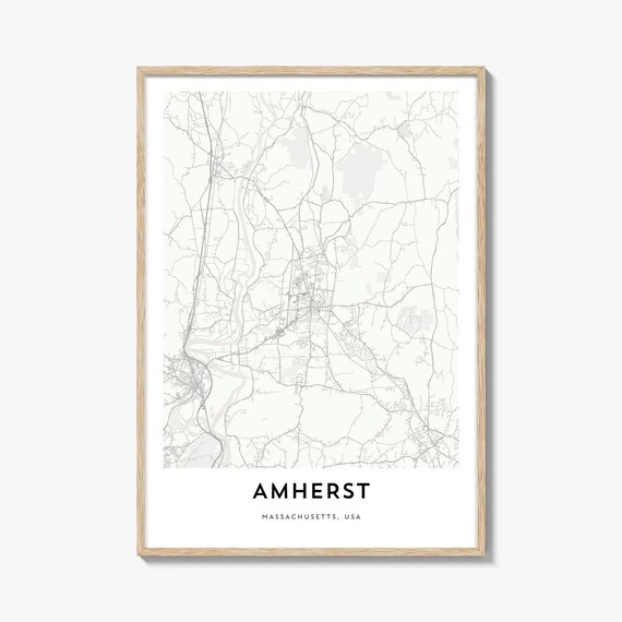Amherst Massachusetts Minimalist Street Map Light Modern City Poster