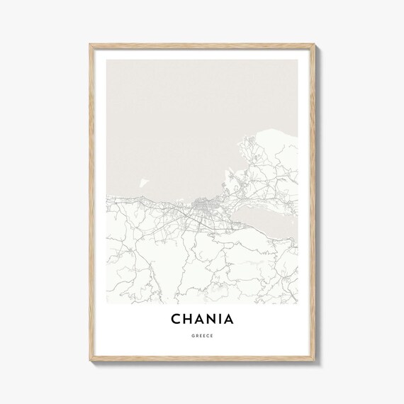 Chania Greece City Map Minimalist Street Line Map Wall Art Decor
