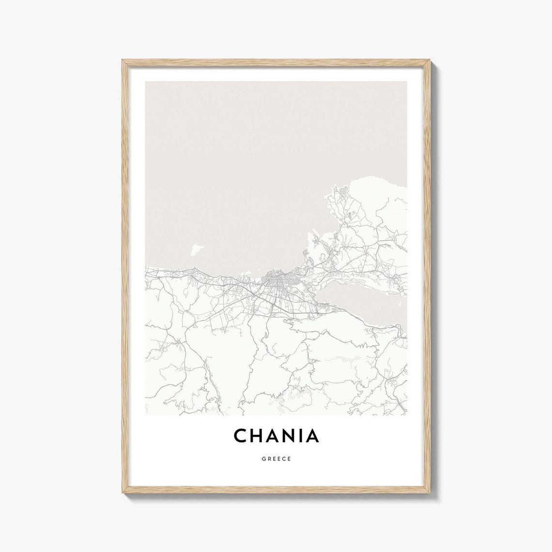 Chania Greece City Map Minimalist Street Line Map Wall Art Decor