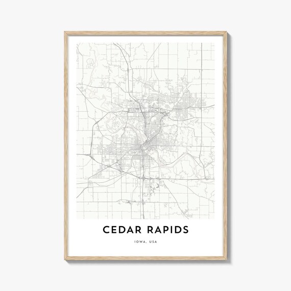 Cedar Rapids Iowa City Street Map Line Art Home Decor Poster