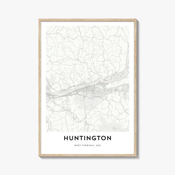 Huntington West Virginia USA Minimalist River City Map Art Poster