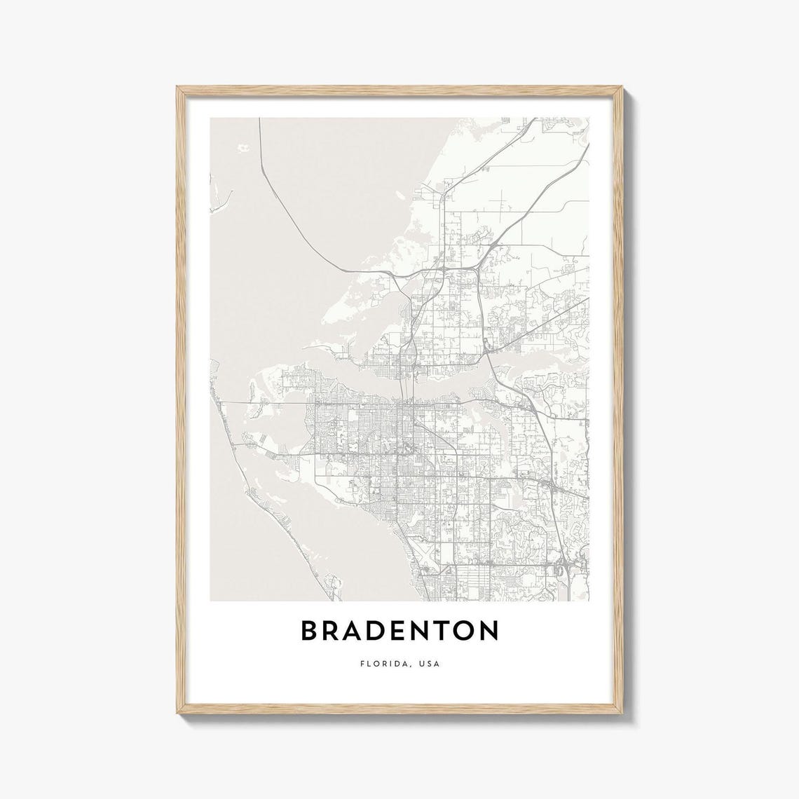 Bradenton Florida Minimalist Modern City Map Home Decor Poster