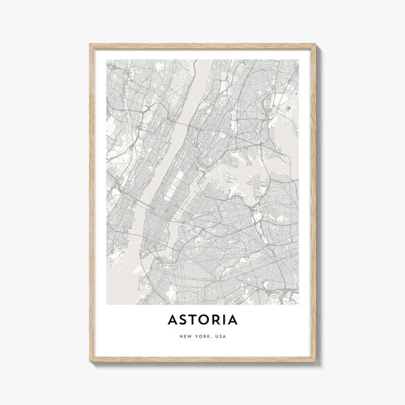 Astoria New York Minimalist City Map Queens Street Wall Poster