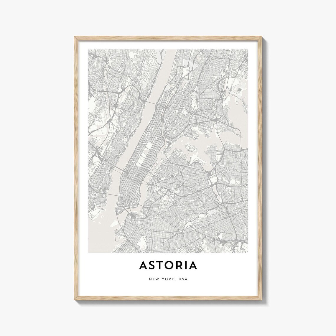 Astoria New York Minimalist City Map Queens Street Wall Poster