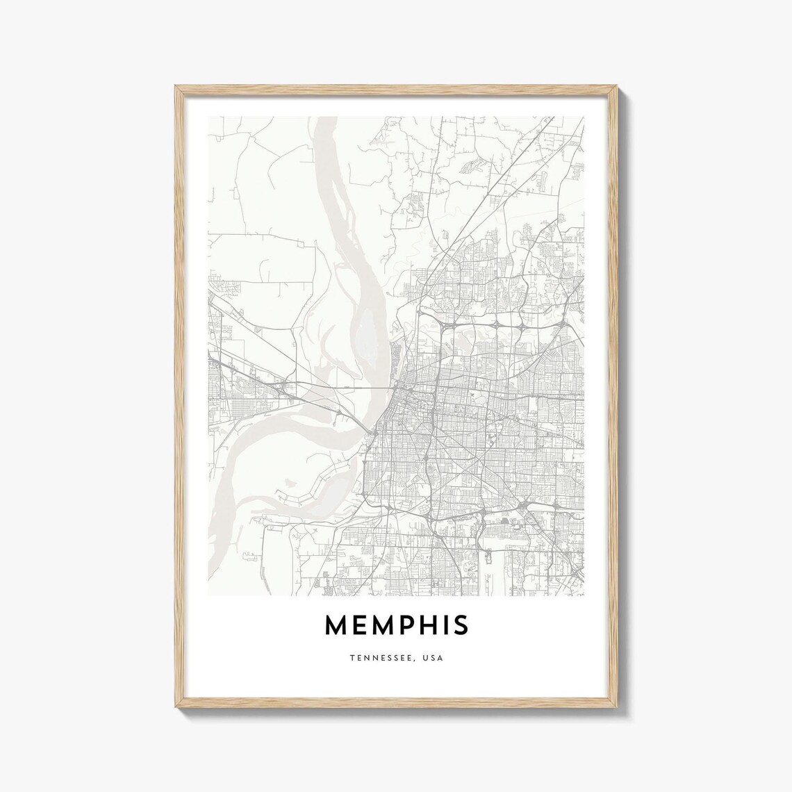 Memphis Tennessee USA Minimalist Street Map City Artwork Poster