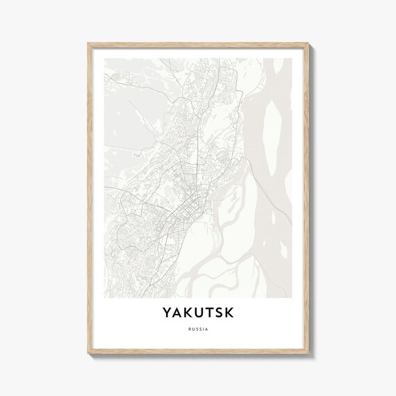 Yakutsk Russia Minimalist City Map Line Art Modern Wall Poster