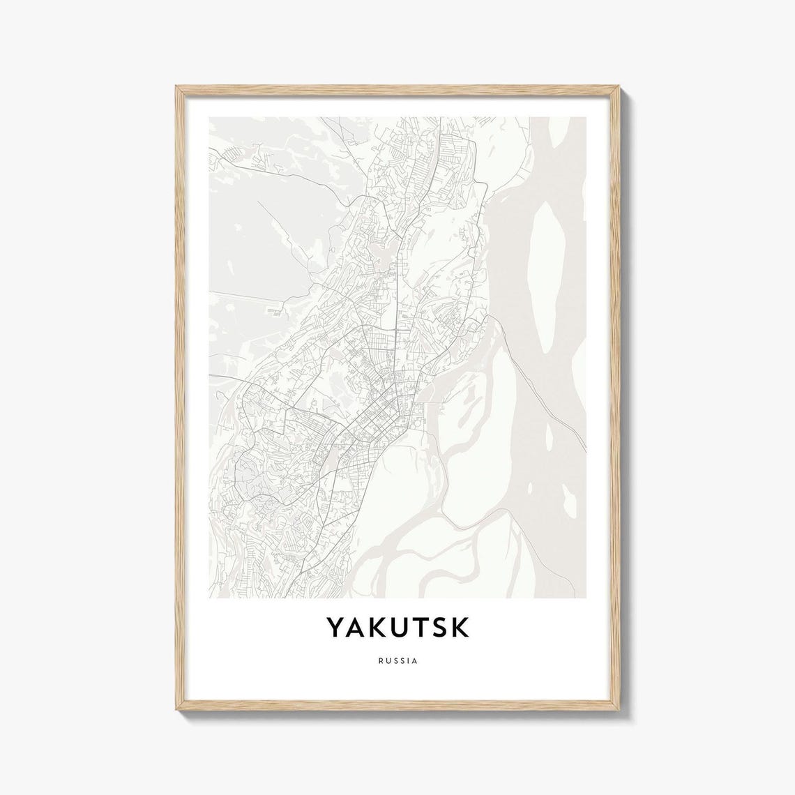 Yakutsk Russia Minimalist City Map Line Art Modern Wall Poster