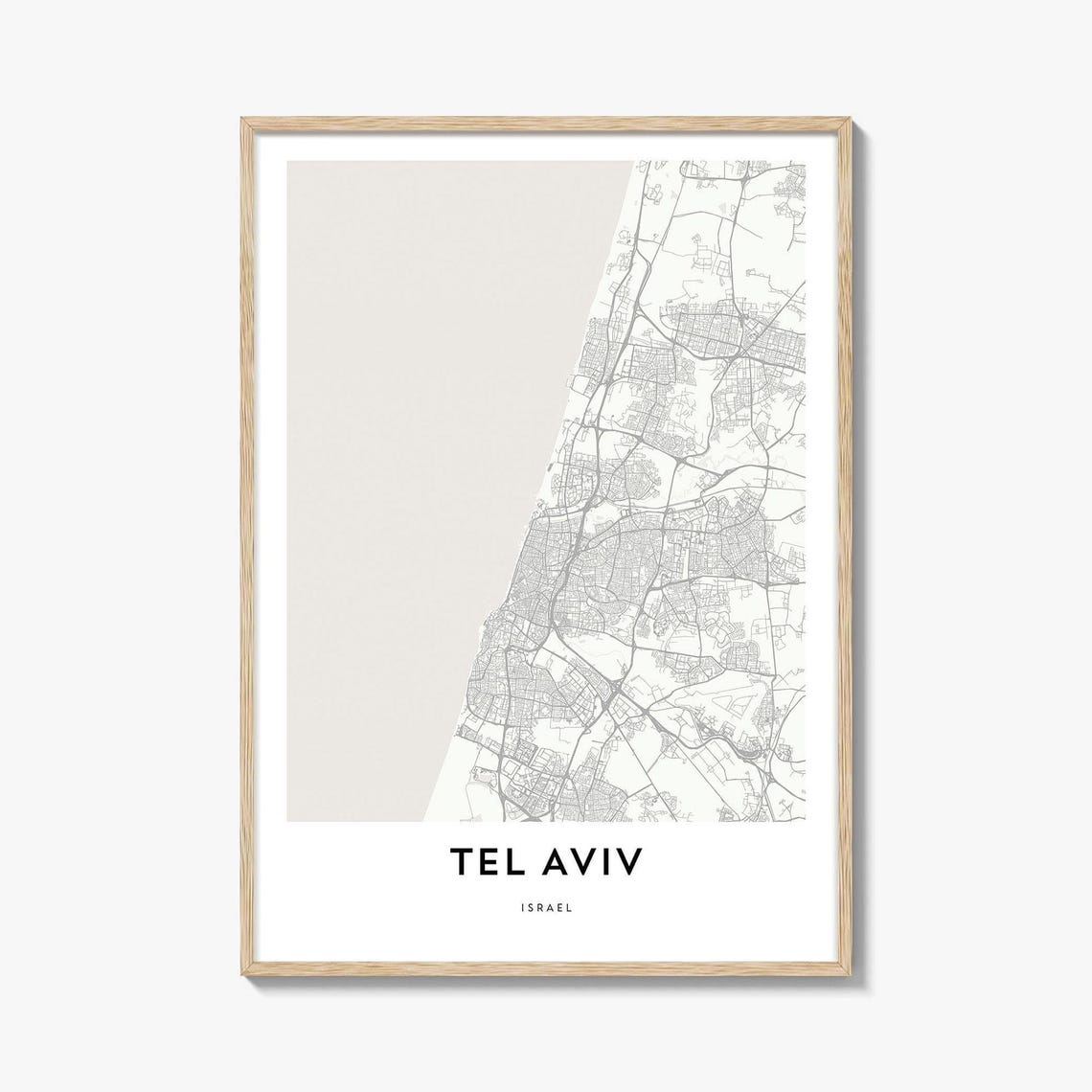 Tel Aviv Israel Minimalist Coastal City Map Poster Gift Artwork
