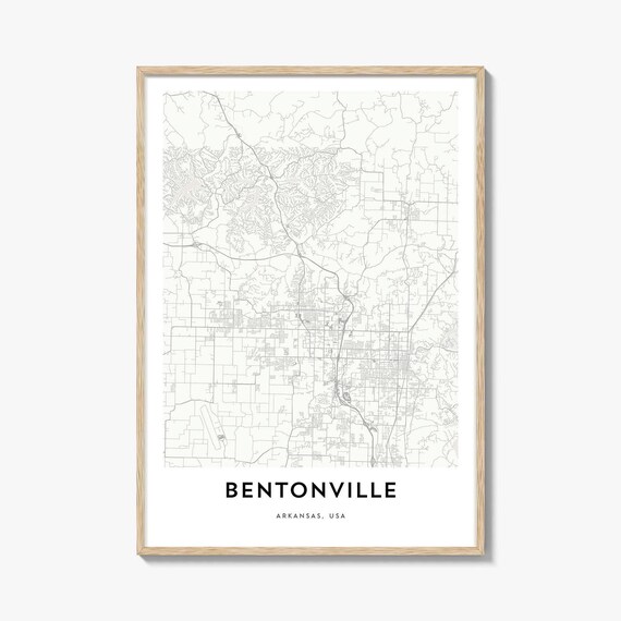 Bentonville Arkansas USA Minimalist City Map Poster Beige Line Art Decor