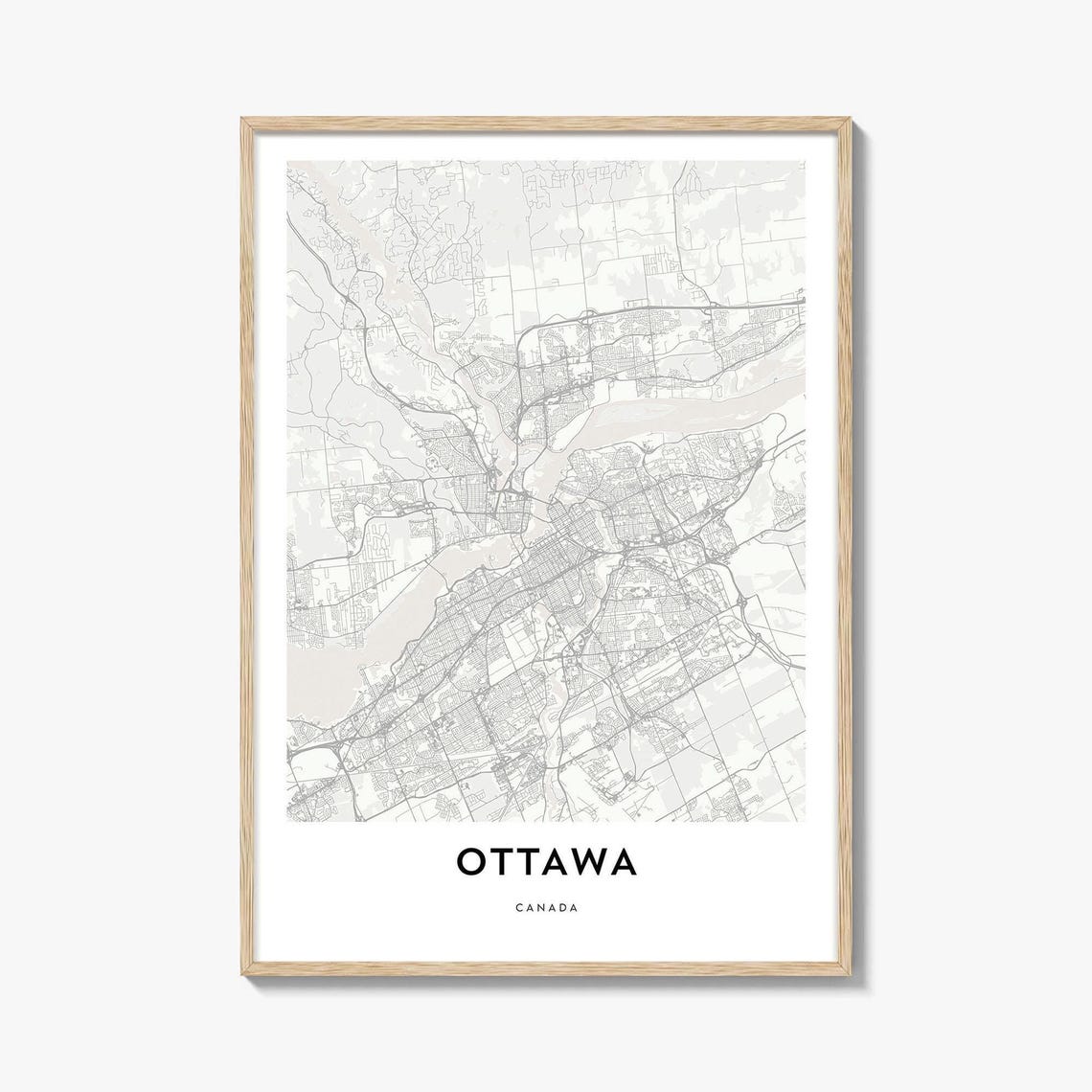 Ottawa Canada Minimalist City Street Map Art Poster for Home