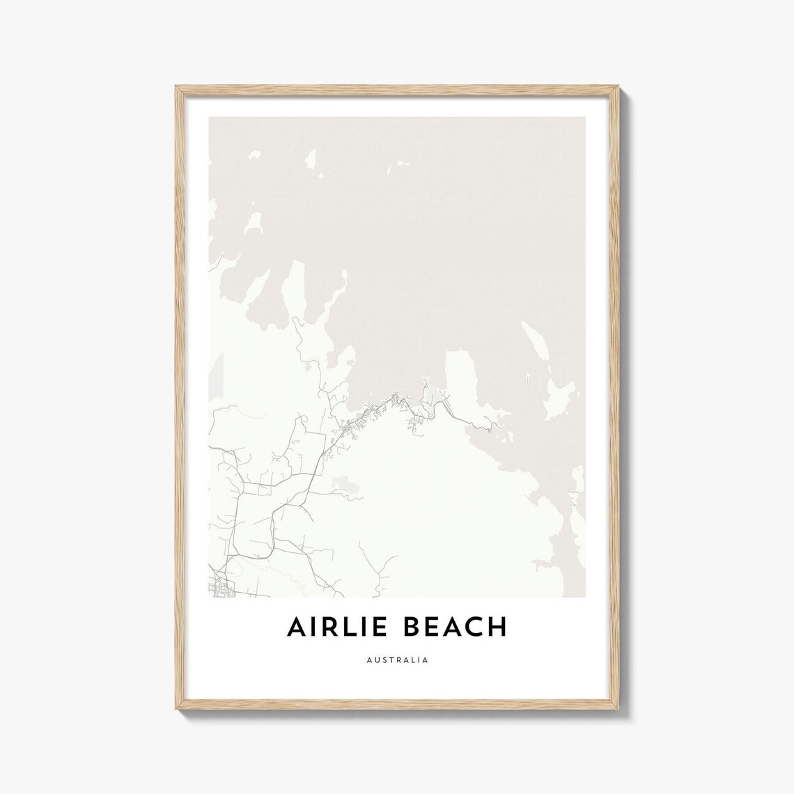 Airlie Beach Australia Minimalist City Street Map Line Art Poster