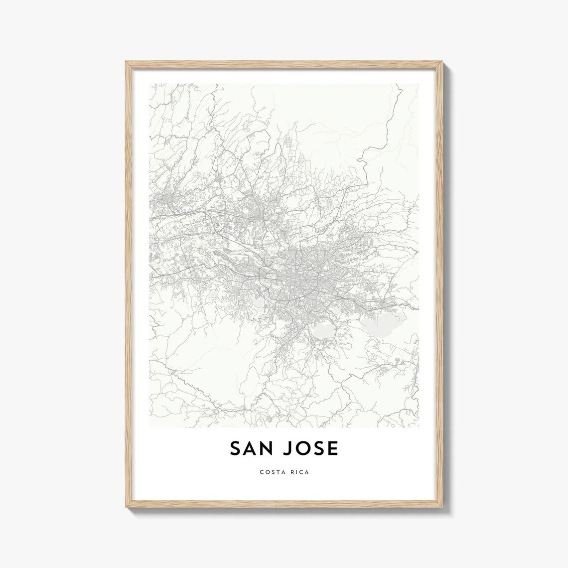 San Jose Costa Rica Minimalist Capital City Map Poster Home Decor