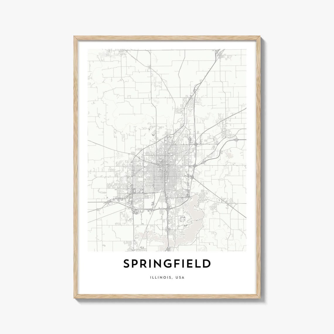 Minimalist Springfield Illinois City Street Map Gift Poster Art