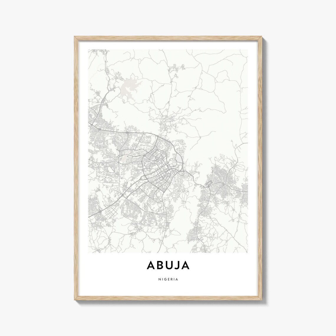 Abuja Nigeria Minimalist City Street Map Poster Travel Decor