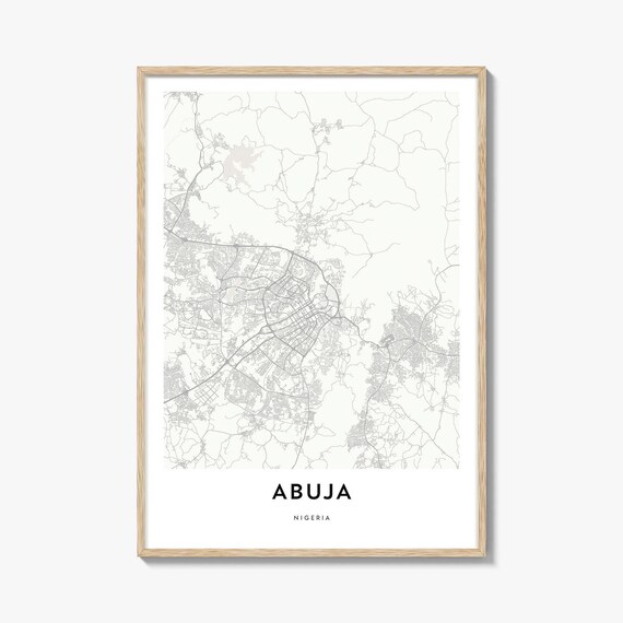 Abuja Nigeria Minimalist City Street Map Poster Travel Decor
