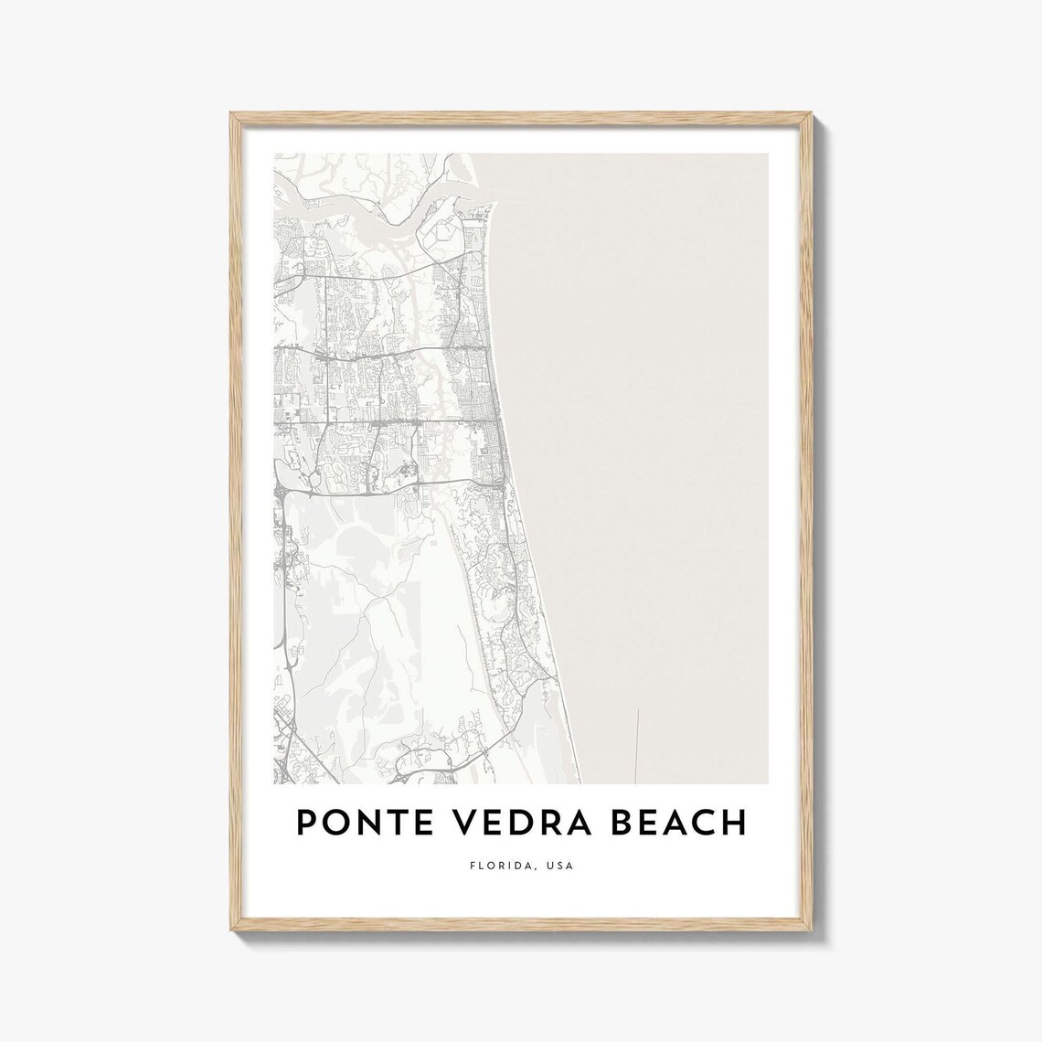 Ponte Vedra Beach Map Art Print, Florida Travel Poster