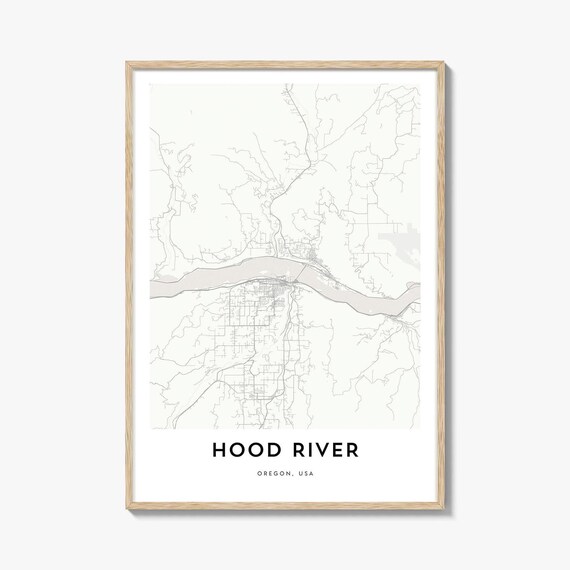 Hood River Oregon Minimalist City River Street Map Art Poster
