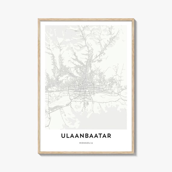 Ulaanbaatar Mongolia Capital City Minimalist White Street Map Poster