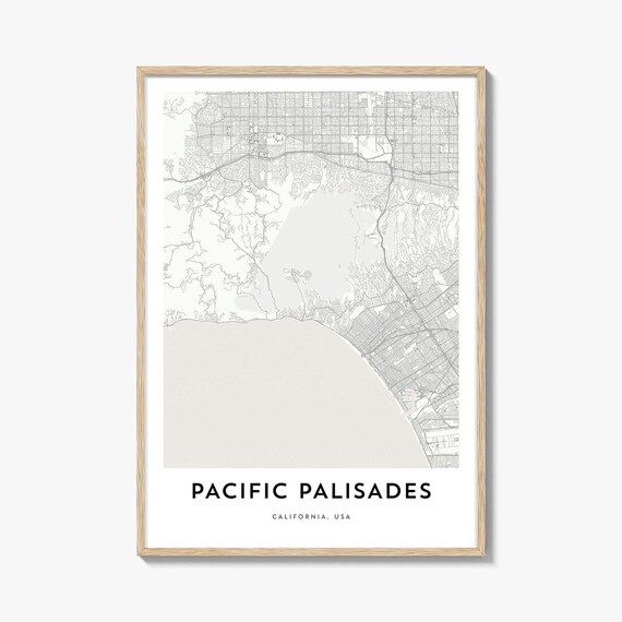 Pacific Palisades California Coastal City Map Minimalist Poster