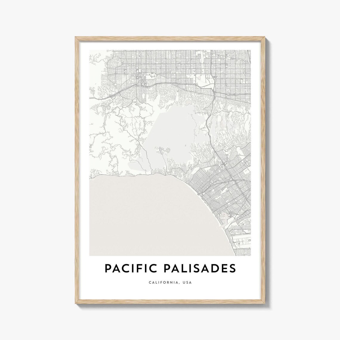 Pacific Palisades California Coastal City Map Minimalist Poster