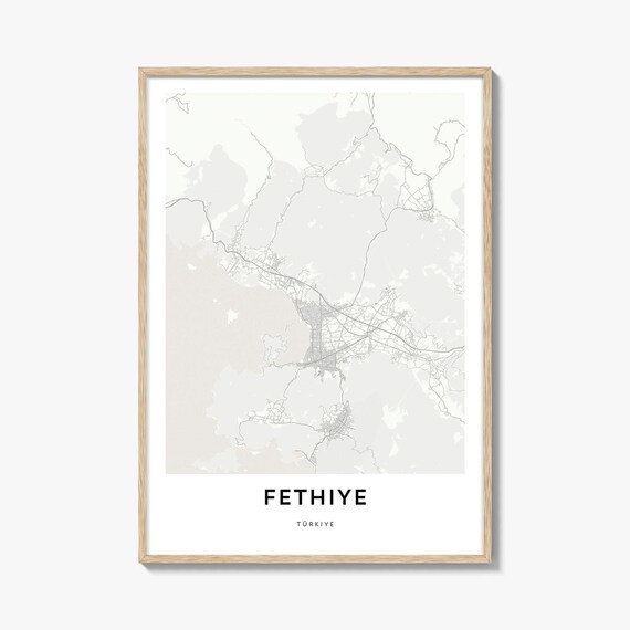 Fethiye Turkiye Minimalist City Map Street Art Travel Poster