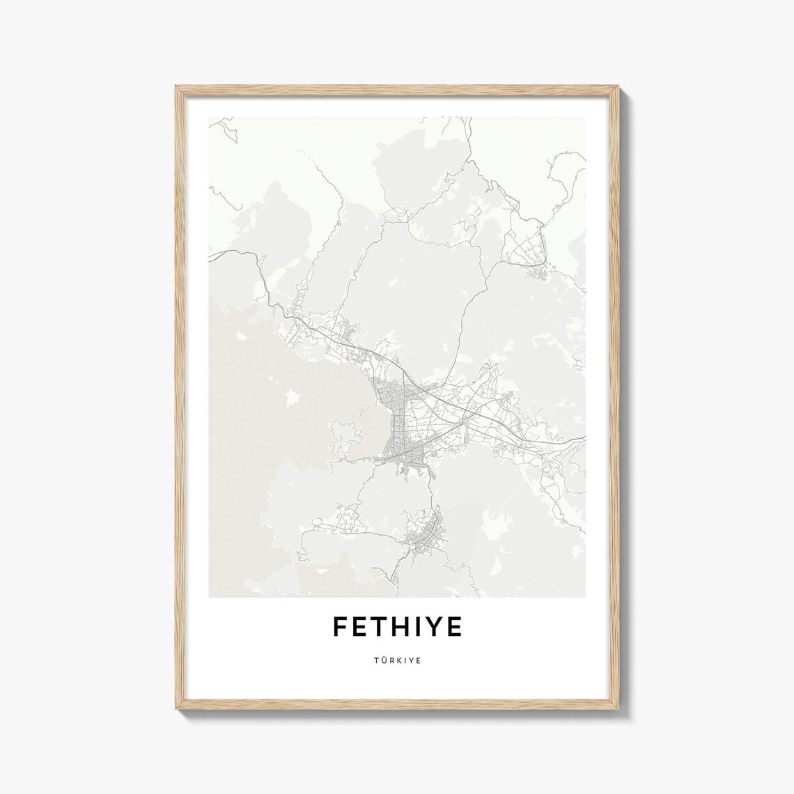 Fethiye Turkiye Minimalist City Map Street Art Travel Poster