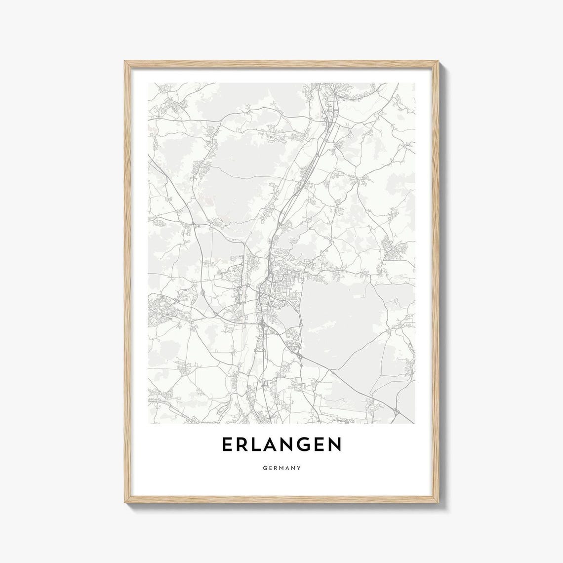 Erlangen Germany Minimalist Line Art City Map Travel Decor Poster