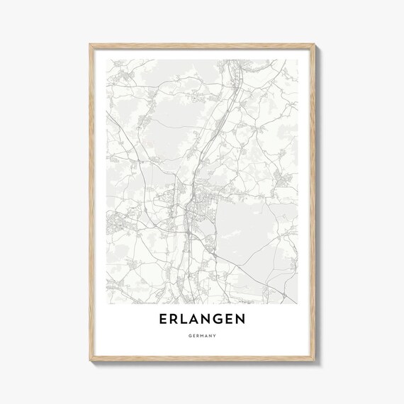 Erlangen Germany Minimalist Line Art City Map Travel Decor Poster