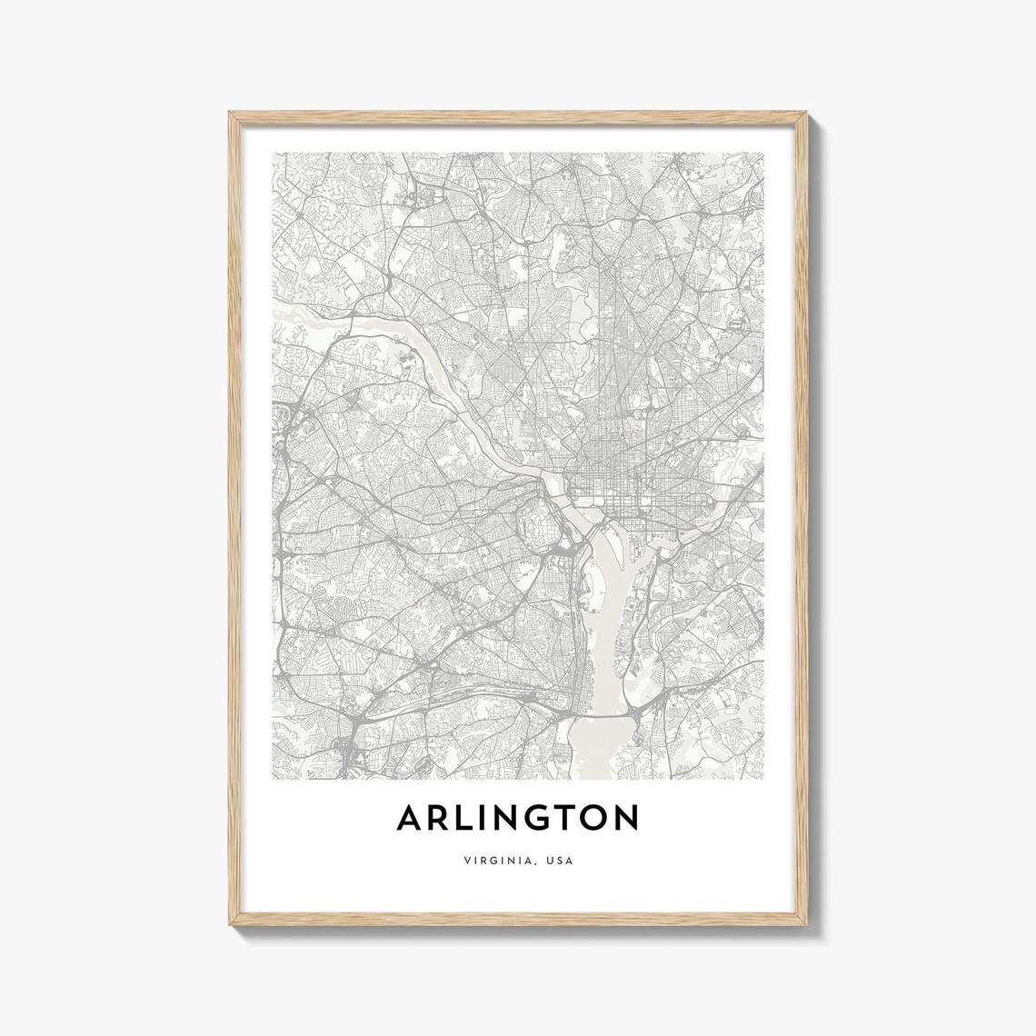 Arlington Virginia Minimalist Street Map City Artwork Poster