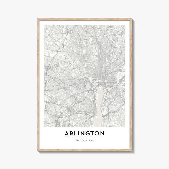 Arlington Virginia Minimalist Street Map City Artwork Poster