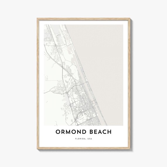 Ormond Beach Florida USA Minimal Street Map Poster Coastal Decor