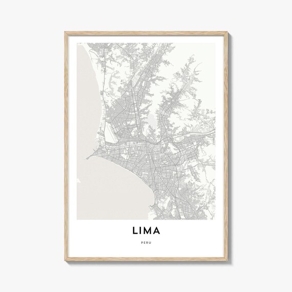 Lima Peru Minimalist City Street Map Travel Artwork Wall Poster