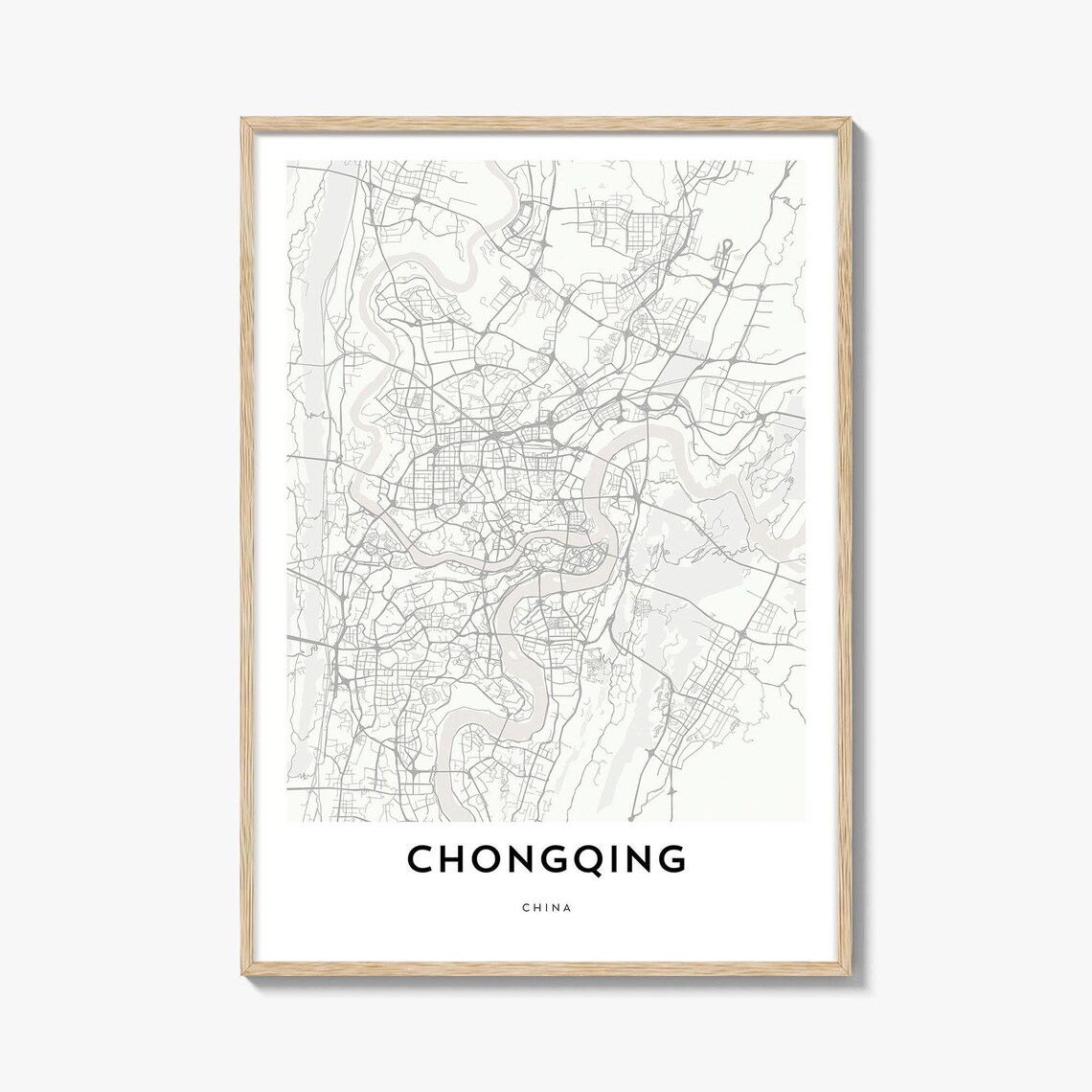 Chongqing China Modern City Map Minimalist Street Plan Poster