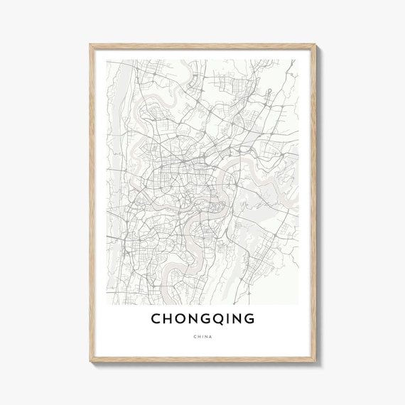 Chongqing China Modern City Map Minimalist Street Plan Poster