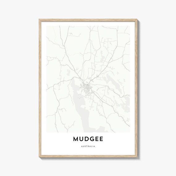 Mudgee Australia Minimalist Regional City Map Poster Black White