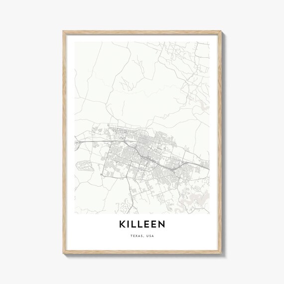 Killeen Texas USA Minimalist City Street Map Modern Wall Decor Poster