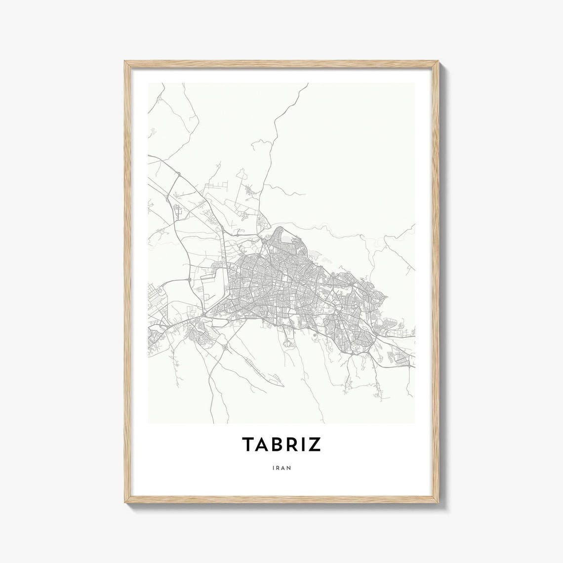 Tabriz Iran Minimalist City Street Map Elegant Decor Travel Poster